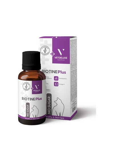 Vetdeluxe Biotine Kedi Tüy Dökülmesi Engelleyen Deri ve Tüy Sağlığı Damlası 100 ML