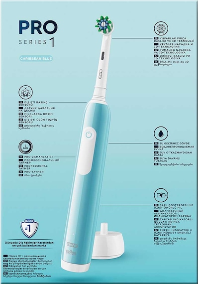 Oral-B Pro Series 1 Elektrikli Diş Fırçası Mavi + 1 Diş Fırçası Başlığı + Seyahat Çantası