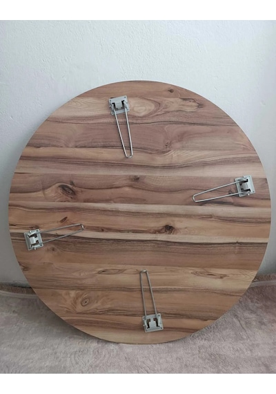 Dzgn Home Katlanabilir Metal Ayaklı Ahşap Yer Sofrası Kahve 90cm