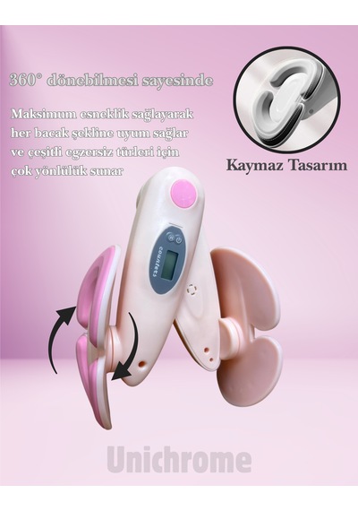 İç Bacak Egzersiz Aleti Kegel Pelvik Kas Cihazı Kalça Kol Sıkılaştırıcı Sayaçlı Kalori Ölçer Pembe
