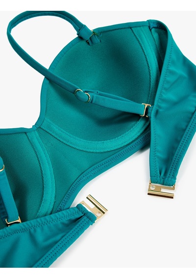 Koton Drapeli Çıkarılabilir Askılı Straplez Bikini Üstü Yeşil 6sak10147mm