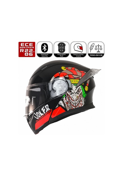 Fr-965 Joker Motosiklet Kaskı Çene Açılır Güneş Vizörlü Motorcu Kask Çok Renkli