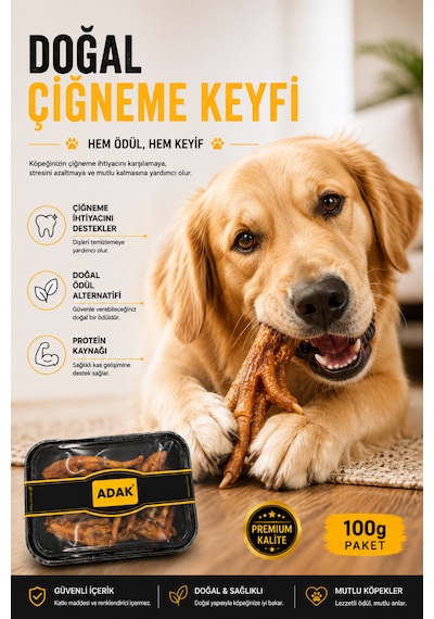 Doğal Horoz Ayağı Köpek Ödül Maması 100 G Kurutulmuş Katkısız Doğal Çiğneme Ödülü