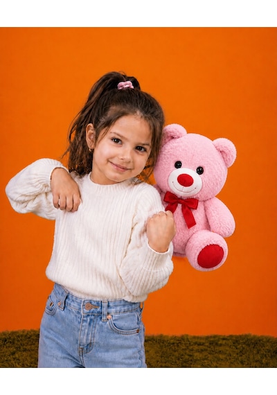 Sevimli Peluş Ayıcık 30cm - Hediyelik & Sevimli Uyku Arkadaşı Peluş Oyuncak Açık Pembe