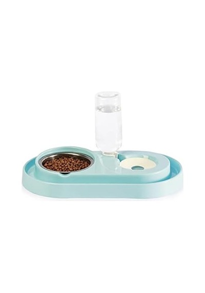 Hazneli Kedi-köpek Mama Ve Su Kabı Seti 500ml Turkuaz