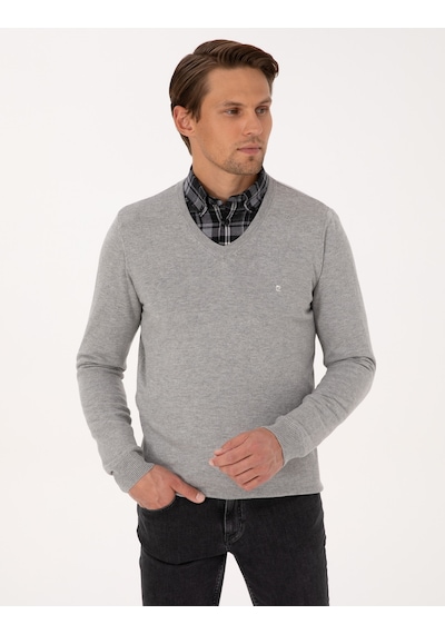 Pierre Cardin Erkek Açık Gri Melanj Kazak /triko 50314190-vr091 Açık Gri Melanj