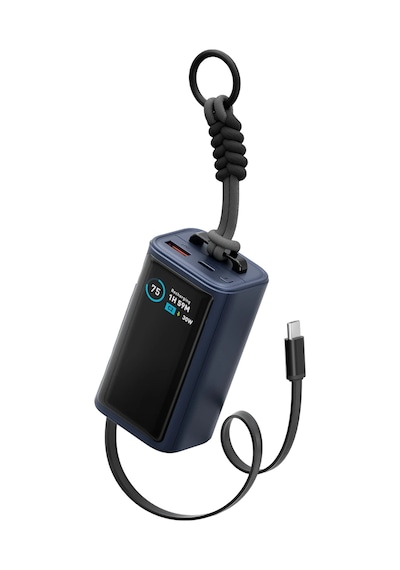Energea Compac Arc 45 Dijital Göstergeli 10.000 Mah Dahili Type-c Kablolu 45w Şarj Çıkışlı Pd Hızlı Şarj Powerbank - Mavi Mavi