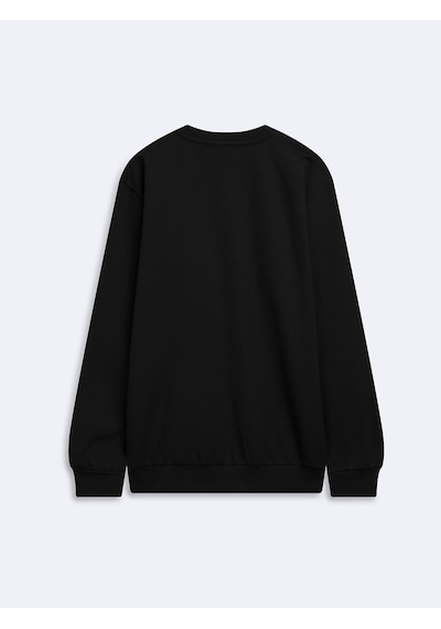 LTB Regular Fit Sign Baskılı Bisiklet Yaka Siyah Sweatshırt