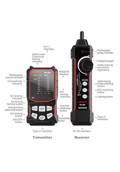 Noyafa Nf-808 Çok Fonksiyonlu Ağ Kablosu Test Cihazı Rj45 Rj11