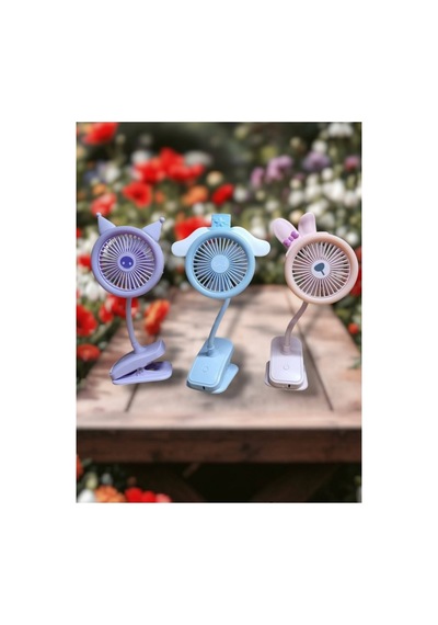 Mandallı Bebek Arabası Fanı Şarjlı Led Işıklı Klipsli Vantilatör Masaüstü Soğutucu Fan
