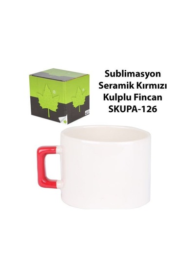 Sublimasyon Seramik Kırmızı Kulplu Lüks Fincan - Kutulu