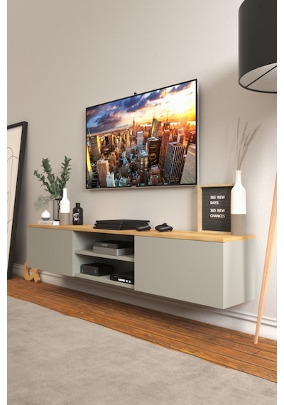 B3 Concept Nort Serisi Koyu Gri & Safir Meşe 2 Kapaklı Duvar Tipi