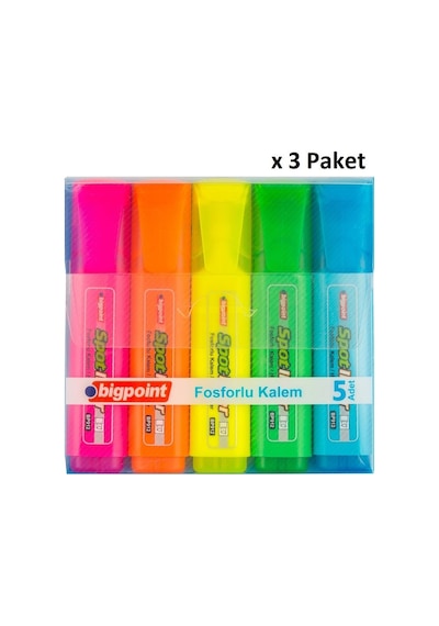 Bigpoint Fosforlu Kalem 5'li Set X 3 Paket Diğer