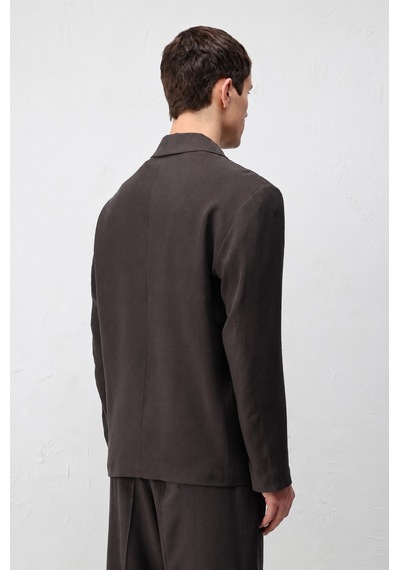 Antioch Modal Karışımlı Relaxed Fit Erkek Blazer Ceket Koyu Kahve