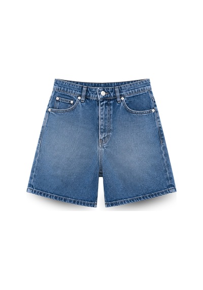 Açelyaokcu Premium Kaida Denim Midi Şort Lacivert