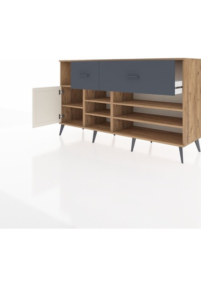Kronos Konsol 6 Raflı 2 Çekmeceli Tek Kapaklı 176x59x99 Çam-ayta Çam-aytaşı/antrasit Kronos Konsol 6 Raflı 2 Çekmeceli Tek Kapaklı 176x59x99 Çam-ayta Çam-aytaşı/antrasit