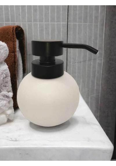 Lüks Seramik Tombul Küre Sabunluk Mutfak Banyo Sıvı Sabunluk Bulaşık Deterjanlık Beyaz