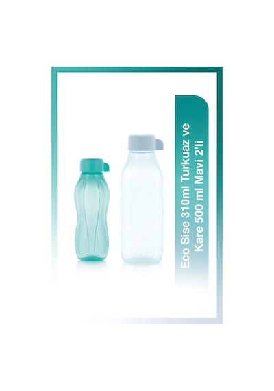 Tupperware Eco Sise 310 ML Turkuaz ve Kare 500 ML Mavi 2'li