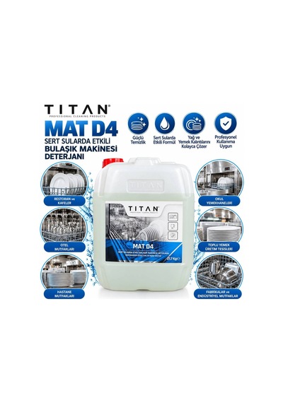 Tıtan Mat D4 21,7 Kg Sert Sularda Etkili Endüstriyel Bulaşık Makinesi Deterjanı - 939632483