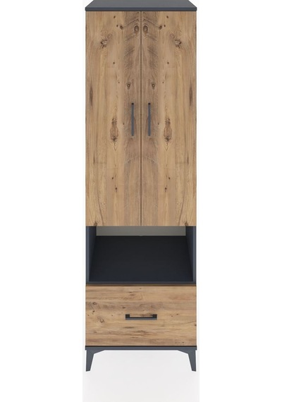 Hyperion Dolap 5 Raflı Tek Çekmeceli 2 Kapaklı 60x44x195 Antr... Antrasit