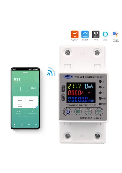 Tomzn 80a Wifi Akıllı Kaçak Akım Rölesi Tomzn Akım Koruyucu Röle Tompd-80lw
