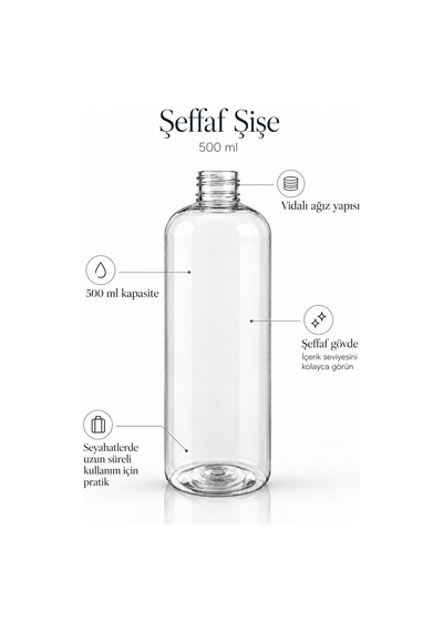 Şeffaf Doldurulabilir Plastik Şişe 500 Ml