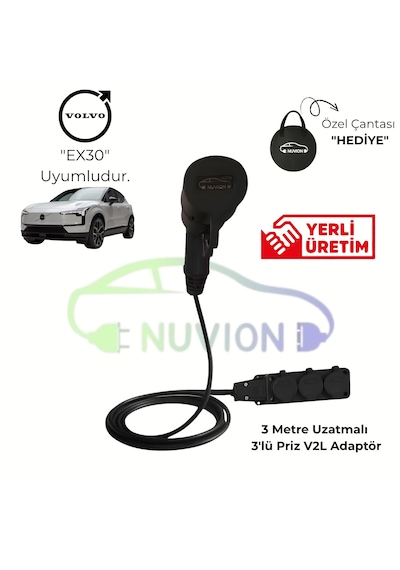 V2l 3'lü Elektrikli Araç Şarj Kablosu/ Volvo Marka İle Uyumlu Elektrikli Araç V2l-volvo Marka Araç