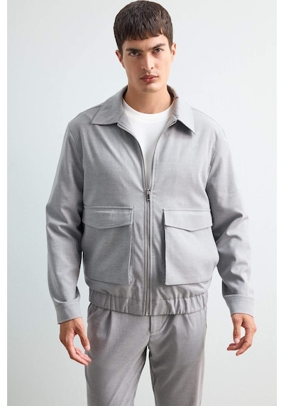Defacto Relax Fit Polo Yaka Fermuarlı Mont F0417ax25augr377 Gri