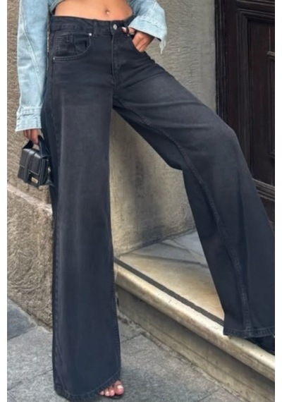 Balenbi Kadın Yüksek Bel Yıkamalı Jean Salaş Kesim Extra Wide Leg Kot Pantolon 1243 Füme W13 Balenbi Kadın Yüksek Bel Yıkamalı Jean Salaş Kesim Extra Wide Leg Kot Pantolon 1243 Füme W13
