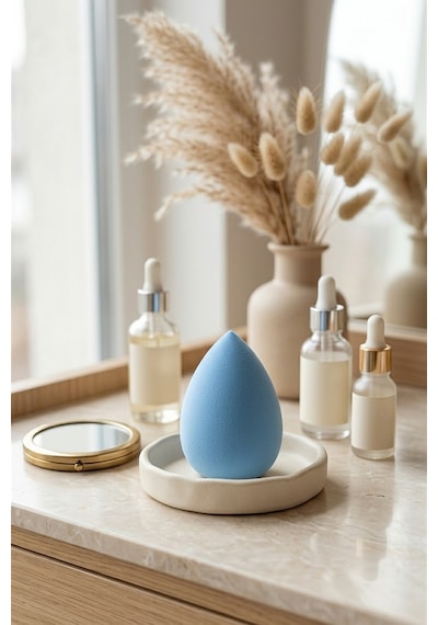 Makyaj Süngeri Mavi Beauty Blender Fondöten Ve Kapatıcı Uygulama Süngeri, 6 Cm