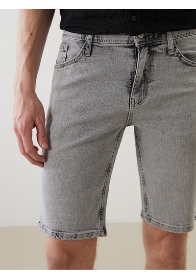 Lcw Jeans Gri Süper Skinny Fit Erkek Jean Şort