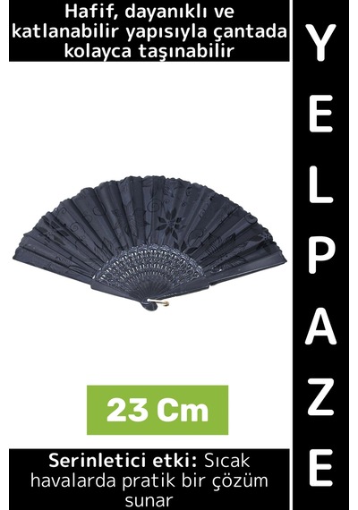 Dekoratif Hediyelik Sıcak Havalarda Etkili Katlanabilir Çanta Boy Çok Şık Plastik Yelpaze 23 Cm