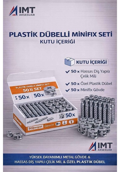 İmt Aksesuar Plastik Dübelli Minifix Gövde Ve Mil Seti - Mobilya Bağlantı Elemanı 30 Adet Metalik Çok Renkli İmt Aksesuar Plastik Dübelli Minifix Gövde Ve Mil Seti - Mobilya Bağlantı Elemanı 30 Adet Metalik Çok Renkli