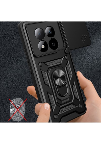 Maks Technology Redmi Note 15 Pro Kılıf Magnetik Standlı Kamera Korumalı Mkst Sürgülü Vega Kapak - Siyah