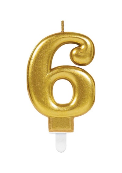 6 Yaş Gold Renkli Rakamlı Doğum Günü Pastası Yaş Mumu Diğer