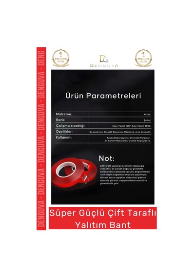 Premium Ekstra Güçlü Çok Amaçlı Çift Taraflı Tamir Cam Dış Mekan Montaj 2mt Silikon Şeffaf Bant