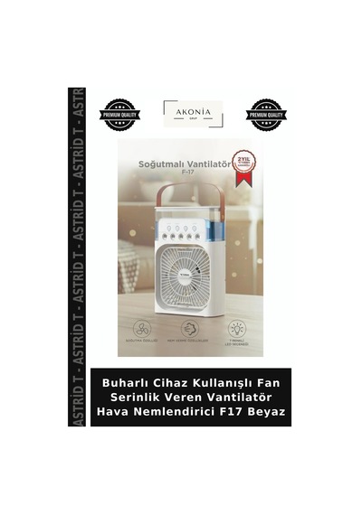 Buharlı Cihaz Kullanışlı Fan Serinlik Veren Vantilatör Hava Nemlendirici F17 Beyaz
