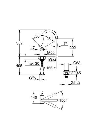 Lavabo Bataryası Atrio 1/2" L-boyut - 24362gl0 Diğer
