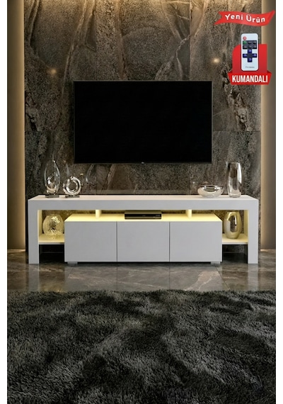 Kale Ledli Tv Ünitesi 200 Cm Beyaz