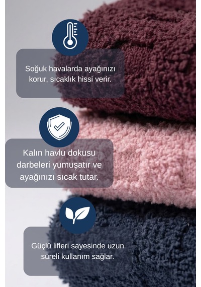 Socketta Kadın Ultra Yumuşak Dokulu Premium Ters Havlu Soket Çorap - 3 Çift 3 Renk Bordo-lacivert-pempe Socketta Kadın Ultra Yumuşak Dokulu Premium Ters Havlu Soket Çorap - 3 Çift 3 Renk Bordo-lacivert-pempe