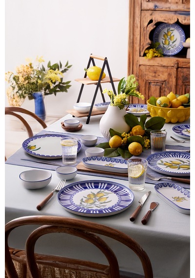 Kütahya Porselen Lemon Charm 14 Parça 6 Kişilik Kahvaltı Takımı Ekru