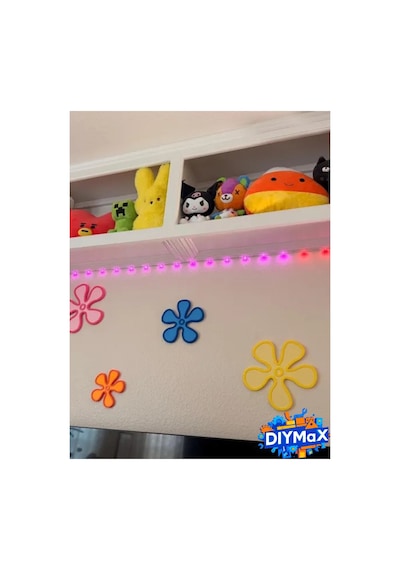 Süngerbob Tasarımlı Çiçek Duvar Dekoru Süsü - 4'lü Renkli Set 12 Cm Çap - Sari Sarı