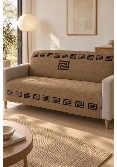 Çok Amaçlı Kadife Koltuk Örtüsü Kaymaz Süngerli 165x215 Cm Modern Bohem Çekyat Şalı Piknik Masa Örtüsü Alk2 Kahverengi