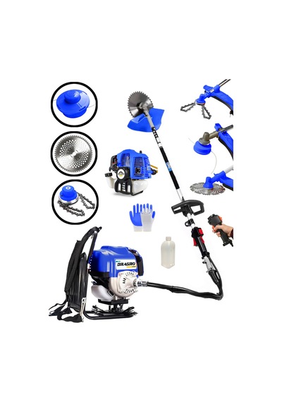 Dragro DRG-2PR PRo 4x4 Mavi 2 Zamanlı Sırt Tipi Benzinli Motorlu Tırpan Ot Çim Çayır Biçme Kesme Makinesi