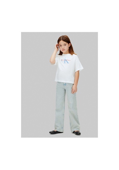 Calvin Klein Beyaz Kız Çocuk Baskılı T-shirt Lvcksja20gyaf-16307