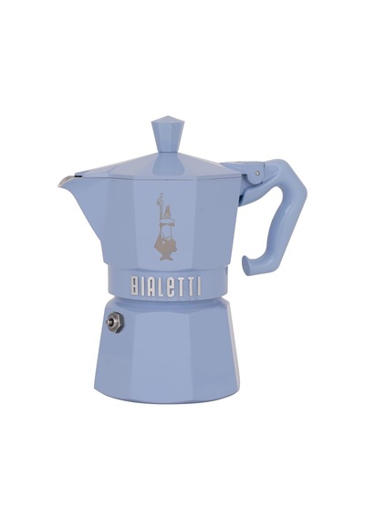 Bialetti - Exclusive: 3 Cups Ocak Üstü Espresso Pişirici - 130ml - Mavi Renk - Alüminyum Gövde - Patentli Güvenlik Valfi - Tüm Ocak Türleri İçin Uygundur İndüksiyon Hariç Sku: Smg8690010546395