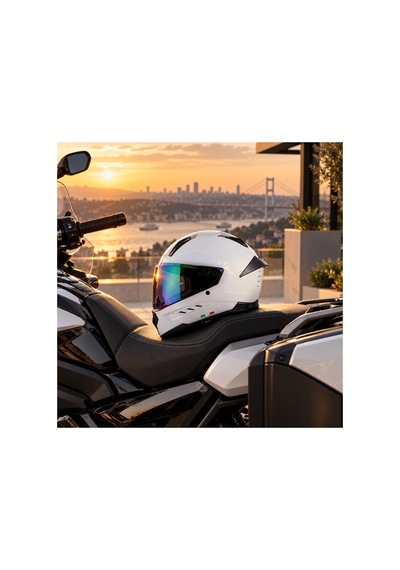 Sway 868 Renkli Vizör & Spoiler Kanat & Güneş Vizör Kask Beyaz