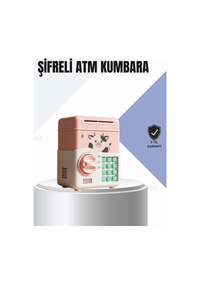 Pembe Elektronik Şifreli Otomatik Para Çeken Atm Kumbarası