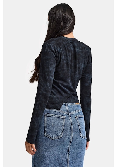 it's basic Kadın Siyah Antrasit W5 Asimetrik Kesim Drop Detaylı Özel Tasarım Crop Top