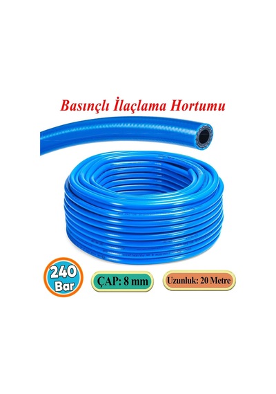 Basınçlı İlaçlama Hortumu Ağaç Bitki Yaprak Sebze Meyve Tarım Ziraat Hortum 240 Bar 8 Mm 20 Metre